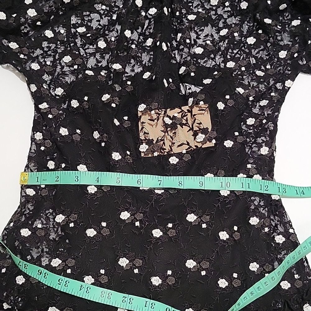 Pearl Lela Rose Embroidered Lace and Tulle Flounce Dress - Picture 16 of 16